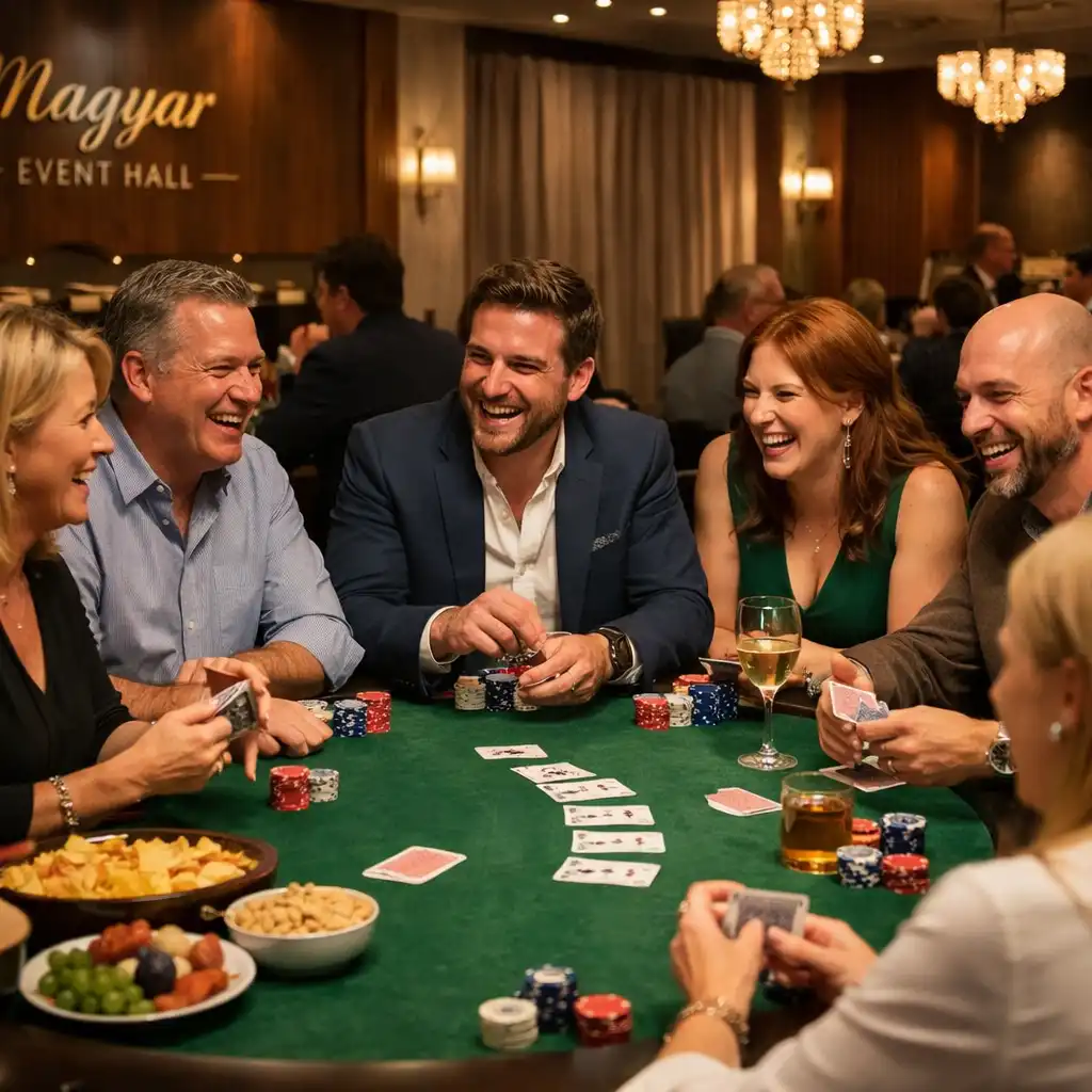 Rekreációs offline póker est céges csapatépítőn a Magyar Event Hallban