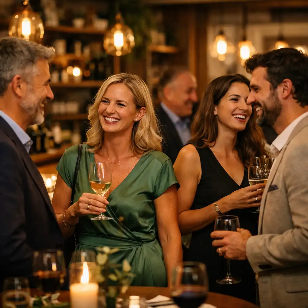 Ünnepi dekorációval díszített privát rendezvényterem